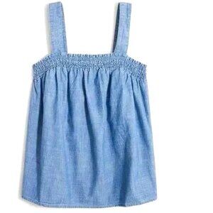 Women's J Crew Chambray Squareneck Smocked Tank Top | Size X Small| Cotton
